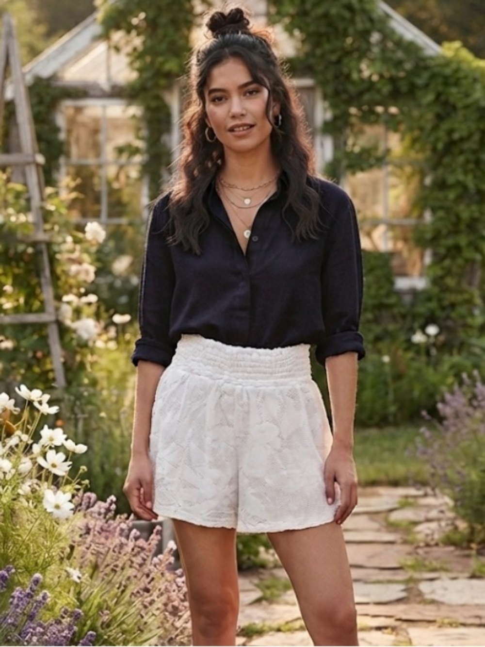 Aerie crochet shorts white size small